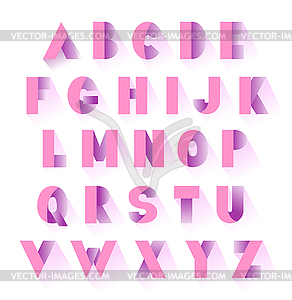 Алфавит розовый набор бумаги с тенями. верхний регистр - изображение векторного клипарта