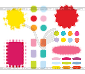 Halftone shapes with color variations - vector clipart