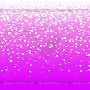 Abstract purple background with falling hearts. - vector image