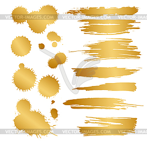 Set of gold blots and splashes - vector image