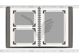 Photo album pages with retro photo frames. design - white & black vector clipart