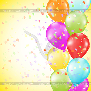 Background with bright colorful balloons as border - vector clipart