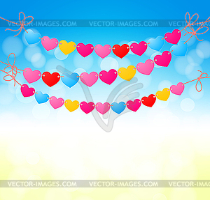 Love heart bunting background on abstract blurred - vector clipart / vector image