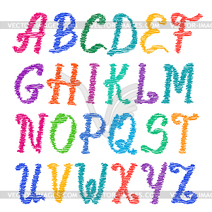 Sketched alphabet set. Capital letters - vector image