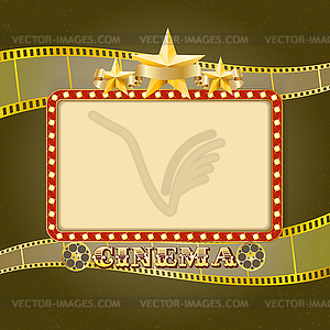 Shining light cinema banner. Retro cinema frame wit - vector image