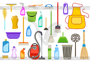 House cleaning tools and supplies Stock Vector by ©Seamartini 216094098