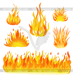 Fire and flames set . design elements - vector image