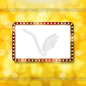 Golden retro frame with light bulbs on golden - vector image