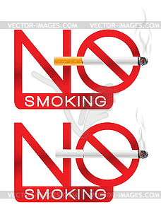 No smoking sign with cigarette and smoke - vector image