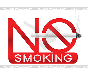 No smoking sign label with realistic white cigarett - vector clipart