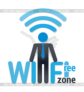 Wifi icon with shadow . free wi-fi zone and a - vector clipart