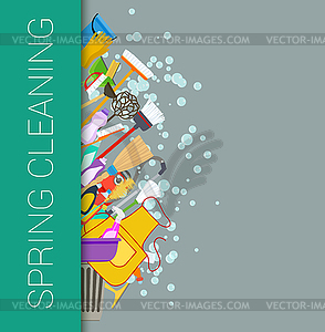 Spring cleaning vertical border background. Cleanin - vector image