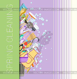 Spring cleaning vertical border background. Set of - vector clip art