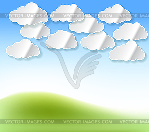 Paper white clouds with shadow abstract background - vector clipart