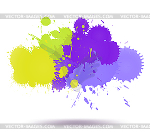 Green and violet color ink transparent blots - color vector clipart