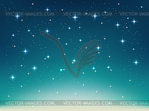 Background with night, stars in sky, shining light - vector clipart