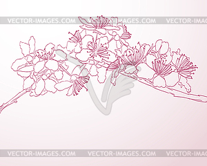 Blossoming tree line art . spring - vector clip art