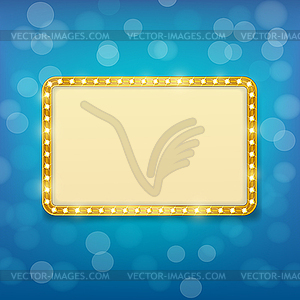 Cinema golden frame with light bulbs on blurry - royalty-free vector clipart