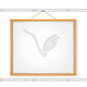 White lacard with wooden frame hanged  - vector image