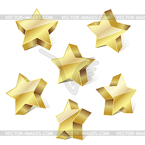 Set of golden metallic stars. illustr - vector clip art