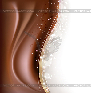 Chocolate brown background with sparkling lights. - vector image