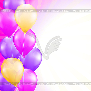 Background with bright pink and yellow balloons as - vector clip art