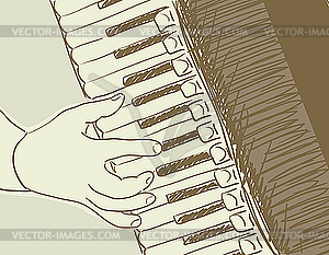 Accordion sketch - color vector clipart