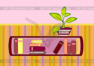 Книжная полка и цветок - клипарт в векторе / векторное изображение