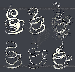 Кофейные чашки - векторный эскиз