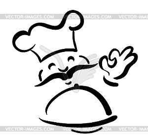 Шеф-повар с блюдом - изображение в векторном виде