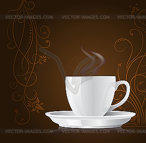 Realistic white cup of coffee - vector clip art