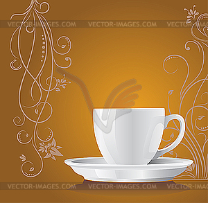 Realistic white cup of coffee - vector image