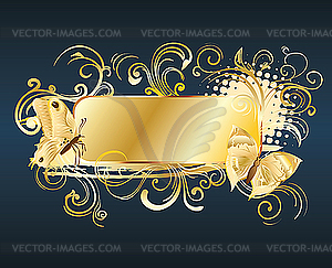 Floral frame with butterfly - vector clipart