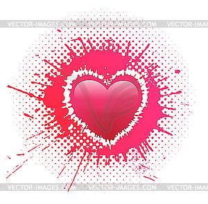 Heart on grunge spots - vector image