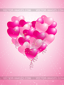 Heart made of balloons - vector clip art