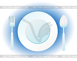 Plate, knife and fork - vector clipart / vector image