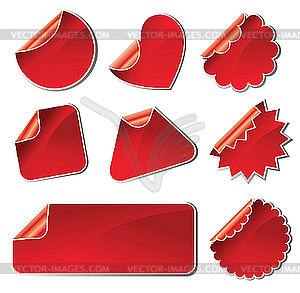 Set of red stickers - vector image