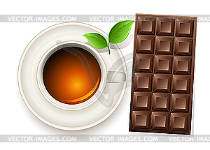 Tea and chocolate - vector clip art