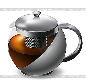 Stainless steel teapot - color vector clipart