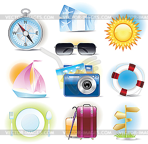 Travel icons - royalty-free vector clipart