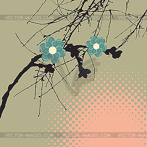 Card with tree flowers - vector clip art