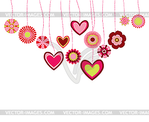 Flowers and hearts - vector clipart