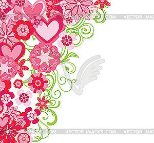 Flowers and hearts - vector clip art