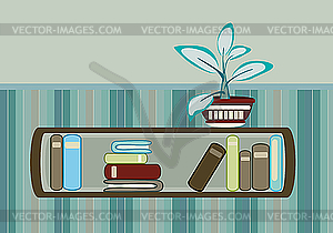 Bookshelf and flower - vector clipart