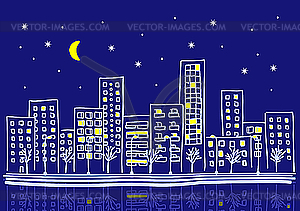 Ночной город - векторное изображение клипарта