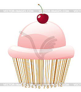 Cupcake stylized with bar-code - royalty-free vector image