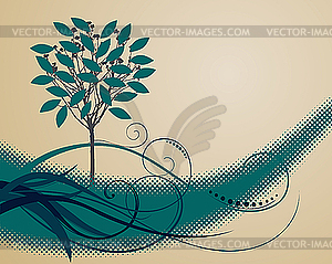 Abstract halftone background with tree - vector image