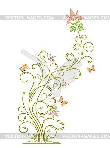 Floral pattern with butterflies - vector clip art