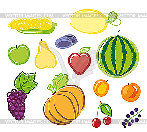 Fruits and vegetables - vector clipart / vector image