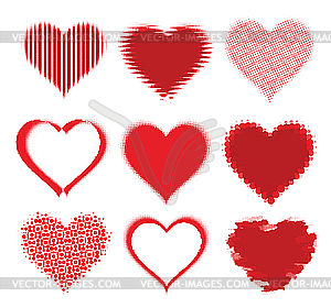 Set of halftone hearts - vector image